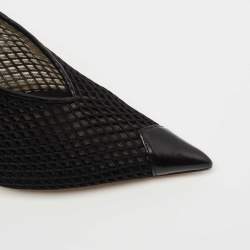 Pre Owned Jimmy Choo Black Leather and Mesh Pointed Toe Pumps Size 38