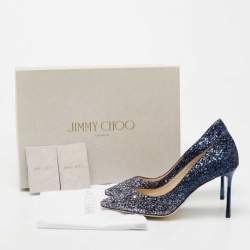 Pre Owned Jimmy Choo Blue Ombre Coarse Glitter Romy Pumps Size 36