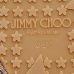 Pre Owned Jimmy Choo Metallic Woven Fabric and Leather Platform Pumps Size 36.5