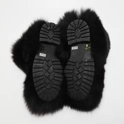 Pre Owned Jimmy Choo Black Fox Fur Ankle Boots Size 39