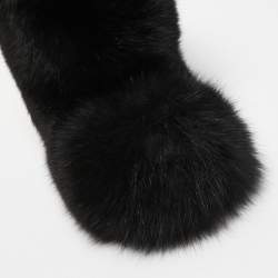 Pre Owned Jimmy Choo Black Fox Fur Ankle Boots Size 39