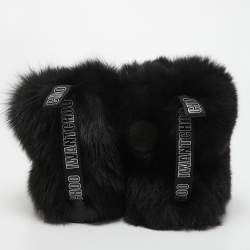 Pre Owned Jimmy Choo Black Fox Fur Ankle Boots Size 39