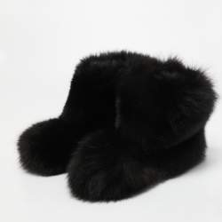 Pre Owned Jimmy Choo Black Fox Fur Ankle Boots Size 39