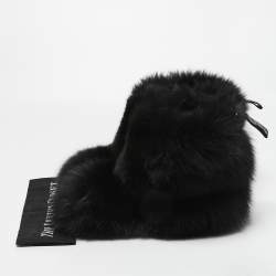 Pre Owned Jimmy Choo Black Fox Fur Ankle Boots Size 39