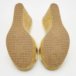 Pre Owned Jimmy Choo Yellow Python Leather Prima Wedge Sandals Size  38.5