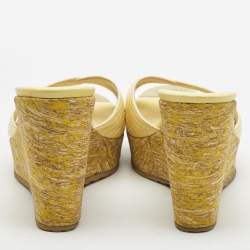 Pre Owned Jimmy Choo Yellow Python Leather Prima Wedge Sandals Size  38.5