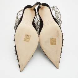 Pre Owned Jimmy Choo Black Suede Scotty Crystal Embellished Pointed Toe Booties Size 42