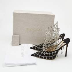 Pre Owned Jimmy Choo Black Suede Scotty Crystal Embellished Pointed Toe Booties Size 42