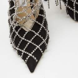 Pre Owned Jimmy Choo Black Suede Scotty Crystal Embellished Pointed Toe Booties Size 42