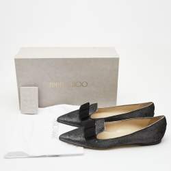 مملوكة مسبقًا Jimmy Choo Grey Velvet Gala Bow Loafers Size 40