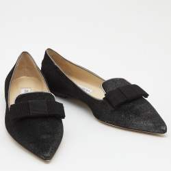 مملوكة مسبقًا Jimmy Choo Grey Velvet Gala Bow Loafers Size 40
