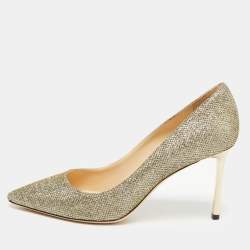 Pre Owned Jimmy Choo Metallic Lurex Fabric Romy Pumps Size 38