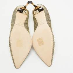 Pre Owned Jimmy Choo Metallic Lurex Fabric Romy Pumps Size 38