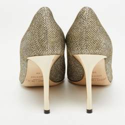 Pre Owned Jimmy Choo Metallic Lurex Fabric Romy Pumps Size 38