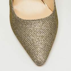 Pre Owned Jimmy Choo Metallic Lurex Fabric Romy Pumps Size 38