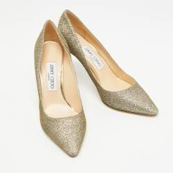 Pre Owned Jimmy Choo Metallic Lurex Fabric Romy Pumps Size 38