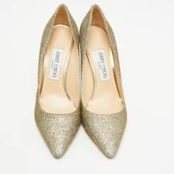 Pre Owned Jimmy Choo Metallic Lurex Fabric Romy Pumps Size 38