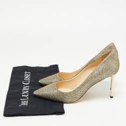 Pre Owned Jimmy Choo Metallic Lurex Fabric Romy Pumps Size 38