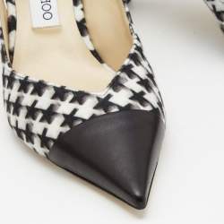 Pre Owned Jimmy Choo Black/White Wood and Leather liya Slingback Pumps Size 41