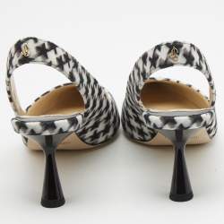 Pre Owned Jimmy Choo Black/White Wood and Leather liya Slingback Pumps Size 41