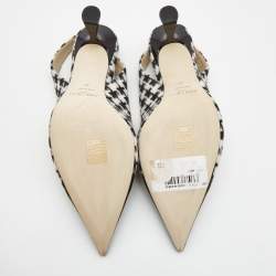 Pre Owned Jimmy Choo Black/White Wood and Leather liya Slingback Pumps Size 41