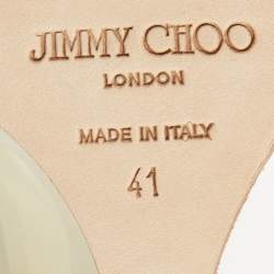 Pre Owned Jimmy Choo Off White Patent Leather Baxen Wedge Pumps Size 41