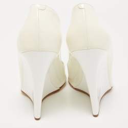 Pre Owned Jimmy Choo Off White Patent Leather Baxen Wedge Pumps Size 41