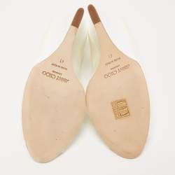 Pre Owned Jimmy Choo Off White Patent Leather Baxen Wedge Pumps Size 41