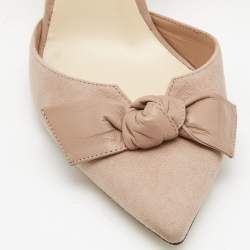 Pre Owned Jimmy Choo Beige Leather and Suede Twinkle Bow D'orsay Pumps Size 39.5