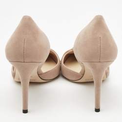 Pre Owned Jimmy Choo Beige Leather and Suede Twinkle Bow D'orsay Pumps Size 39.5