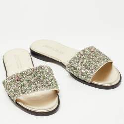 Pre Owned Jimmy Choo Multicolor Glitter Minea JC Flat Slides Size 36