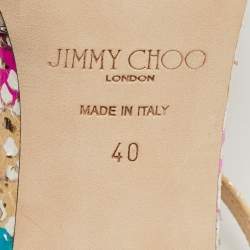 Pre Owned Jimmy Choo Multicolor Snakeskin Embossed Leather Anise Slide Sandal Size 40