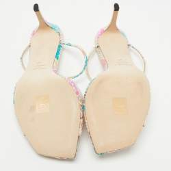 Pre Owned Jimmy Choo Multicolor Snakeskin Embossed Leather Anise Slide Sandal Size 40