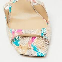 Pre Owned Jimmy Choo Multicolor Snakeskin Embossed Leather Anise Slide Sandal Size 40