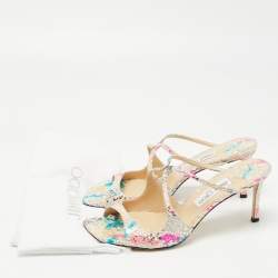 Pre Owned Jimmy Choo Multicolor Snakeskin Embossed Leather Anise Slide Sandal Size 40