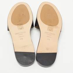 Pre Owned Jimmy Choo Black Leather Minea Flat Slides Size 35.5