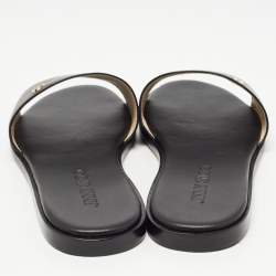 Pre Owned Jimmy Choo Black Leather Minea Flat Slides Size 35.5