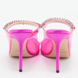 Jimmy Choo Pink Pink PVC and Satin Bing Sandals Size 40
