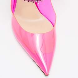 Jimmy Choo Pink Pink PVC and Satin Bing Sandals Size 40