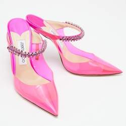 Jimmy Choo Pink Pink PVC and Satin Bing Sandals Size 40