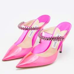 Jimmy Choo Pink Pink PVC and Satin Bing Sandals Size 40