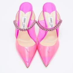 Jimmy Choo Pink Pink PVC and Satin Bing Sandals Size 40