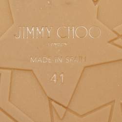 Pre Owned Jimmy Choo White Leather Studded Embellished Espadrille Flats Size 41