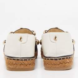 Pre Owned Jimmy Choo White Leather Studded Embellished Espadrille Flats Size 41