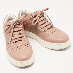 Pre Owned Jimmy Choo Pink Leather Low Top Sneakers Size 40