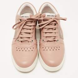 Pre Owned Jimmy Choo Pink Leather Low Top Sneakers Size 40