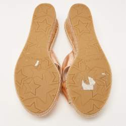 Pre Owned Jimmy Choo Metallic Pink Leather Prima Wedge Sandals Size 39.5