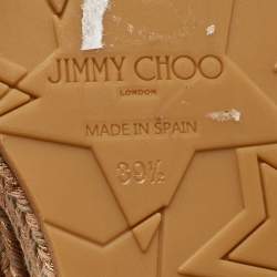 Pre Owned Jimmy Choo Metallic Pink Leather Prima Wedge Sandals Size 39.5