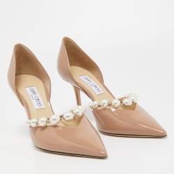 Pre Owned Jimmy Choo Beige Patent Leather Aurelie 85 Pumps Size 42
