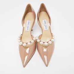 Pre Owned Jimmy Choo Beige Patent Leather Aurelie 85 Pumps Size 42